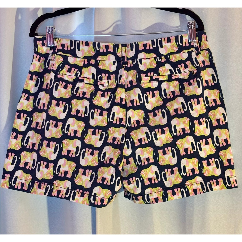 Crown & Ivy Womens Elephant Print Shorts Navy Pink Green Hippie Size 10 - Picture 5 of 7